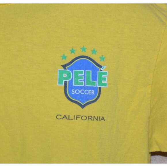 Vintage Pele Soccer Men's Yellow Pele #10 T-Shirt Tee M Cotton Fanwear Casual - Picture 3 of 7